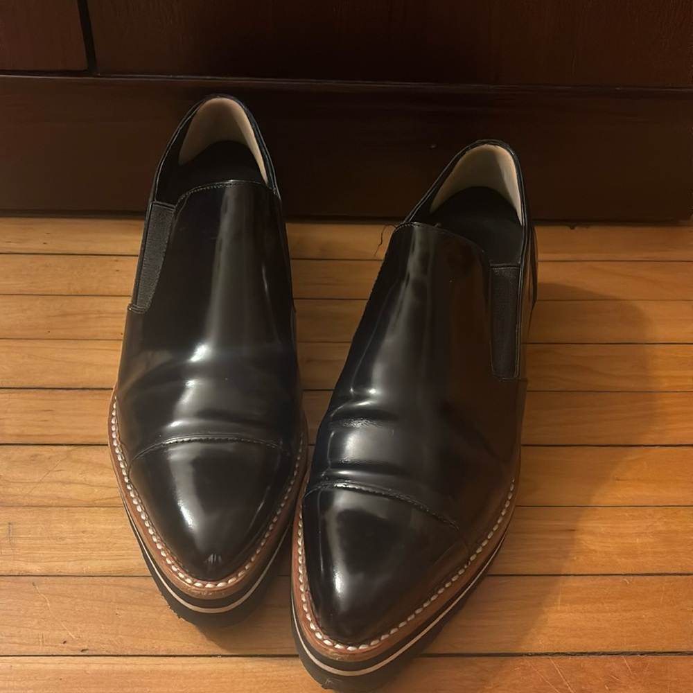 - Vince Alona Loafers Womens Size 9 Black Patent Leather Slip On Platforms… - Picture 2 of 8